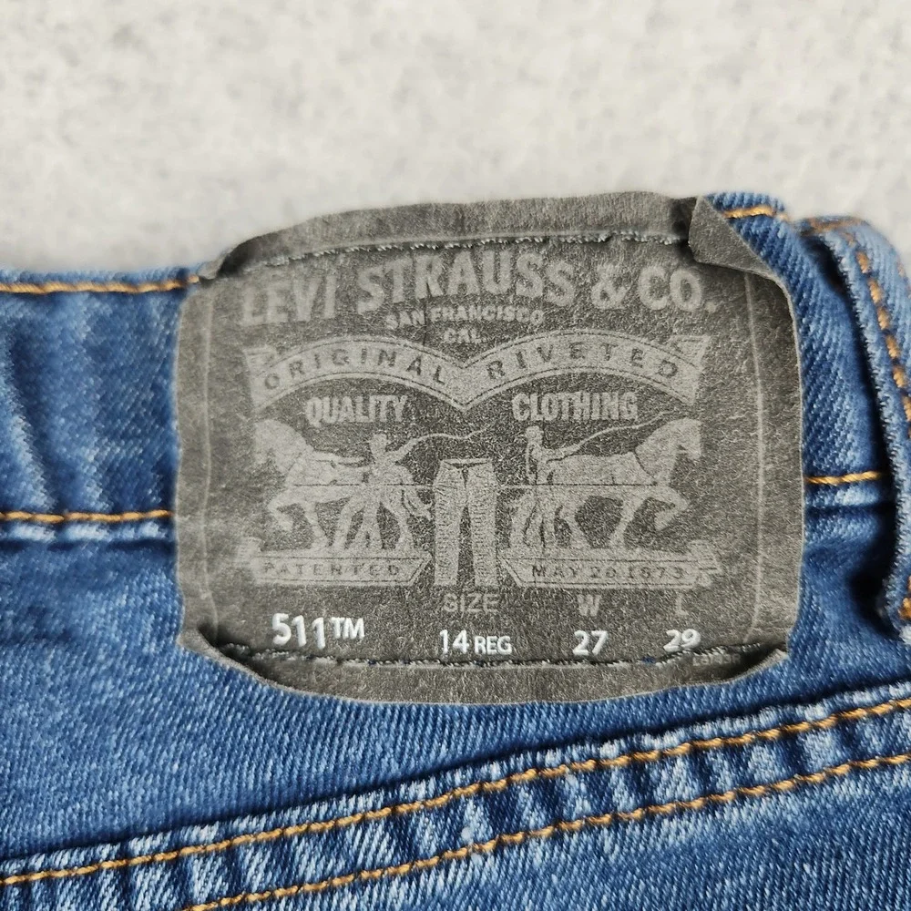 Levi's‎ 511 Jeans Boys 14 Blue Denim Medium Wash Performance Slim Straight Leg